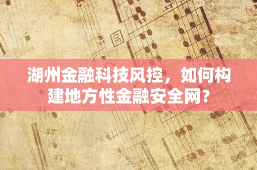 湖州金融科技风控，如何构建地方性金融安全网？