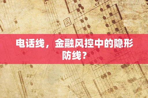 电话线，金融风控中的隐形防线？