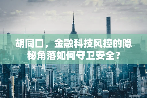 胡同口，金融科技风控的隐秘角落如何守卫安全？